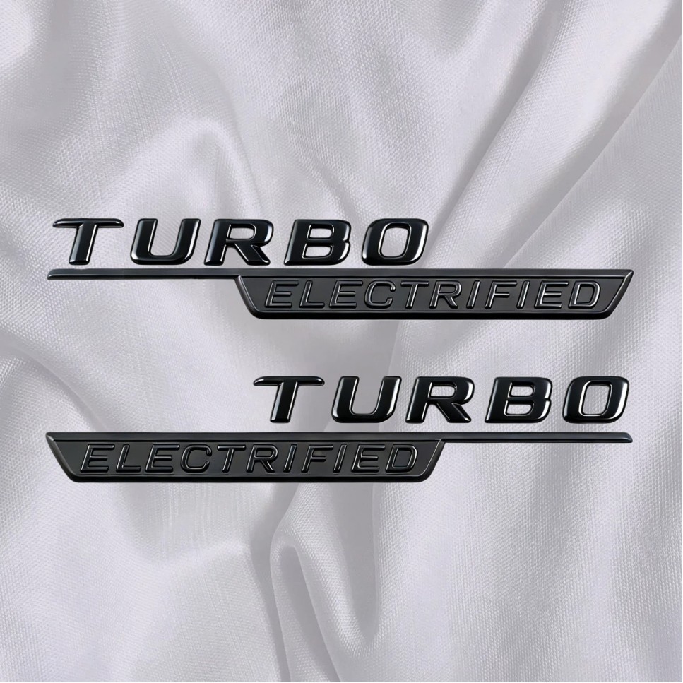 Chrome Black Fender Side TURBO ELECTRIFIED Trunk Letters Emblems Badges