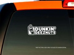 Dunkin Deez Nuts Bumper Sticker Window Truck Car Vinyl Window | White | 6″x2″