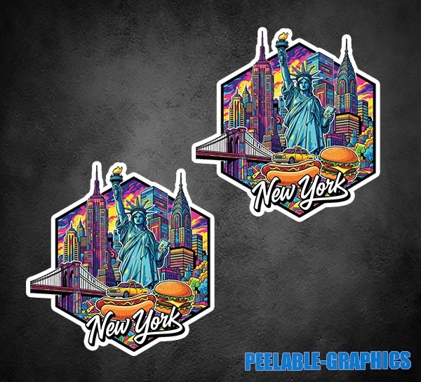 New York sticker vinyl decal city statue skyline state buildings travel NY R