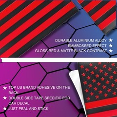 Embossed 3D Metal All Black and Red American Flag Emblem Decal Stickers 1 Pair