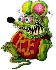 D48 Rat Fink Hot Rod RAT FINK MOTORCYCLE DIE CUT DECAL OR MAGNET VINTAGE