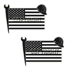 American Flag Iron Worker Decals Adhesive Vinyl Indoor Outdoor Decal Iron Worker
