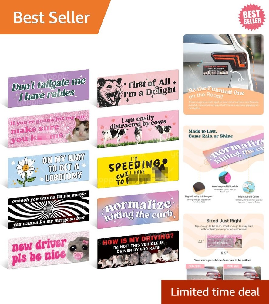 10PCS Hilarious Bumper Magnets – Must-Have Funny Car Stickers for Adventures
