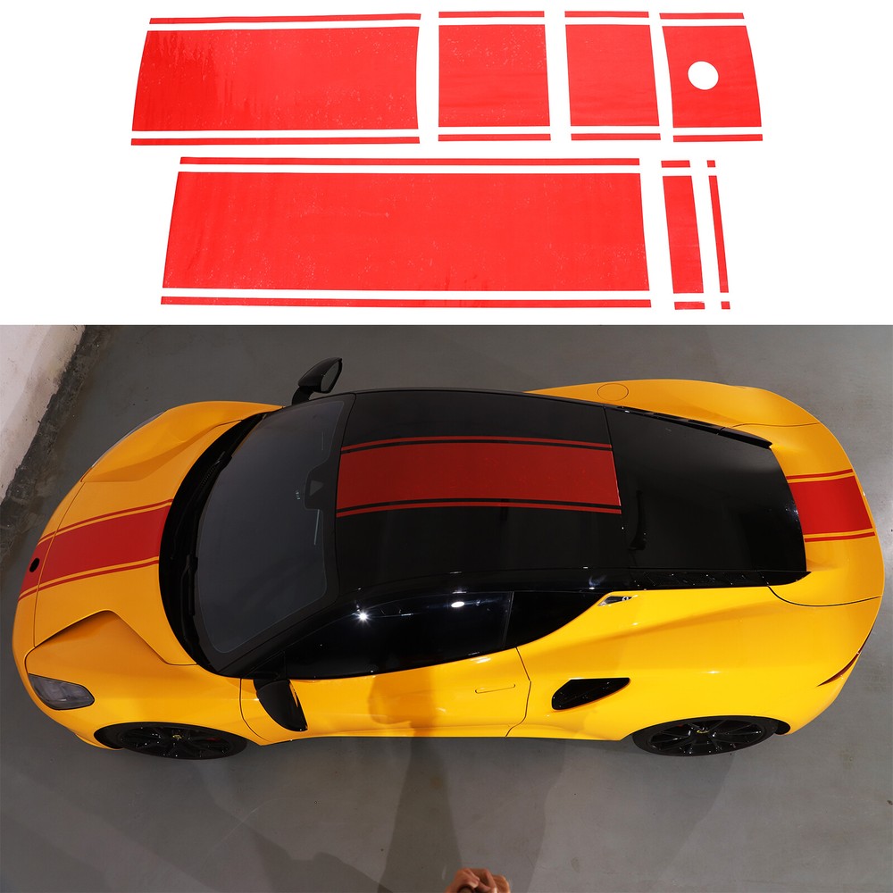 Red Roof Racing Stripes Overlay Graphic Decal Flat Vinyl For Lotus EMIRA