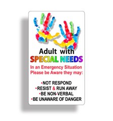 Adult Special Needs Emergency Alert Sticker Car Van Window Bumper Vehicle Decal