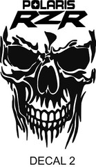POLARIS RZR RACING SKULL ATV UTV STICKERS DECALS ANY COLOR BUY I GET 1 FREE