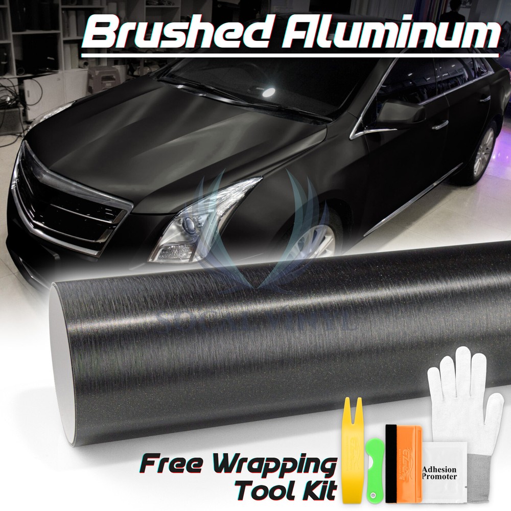 Brushed Aluminum Black Gold Steel Vinyl Wrap Sticker Film Decal Sheet DIY