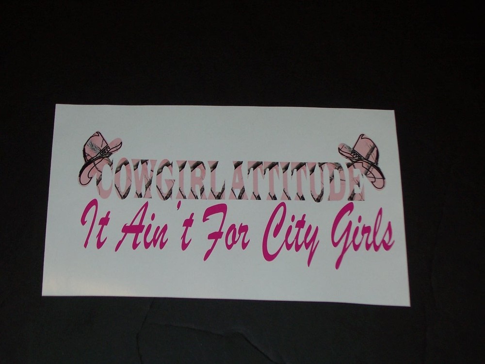 COWGIRL ATTITUDE It aint for city Girls PINK Camo Window Decal Sticker