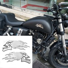 Motorbike Bike Fuel Tank Tribal Skull Flames Sticker Decals 2X 14cmx 6cm L/R