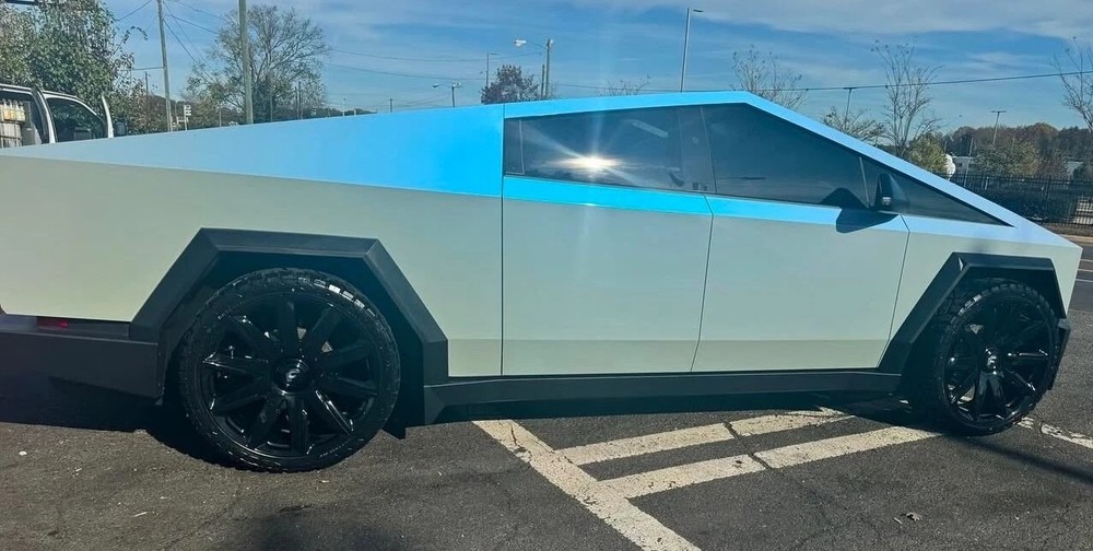 Cybertruck DIY PPF Paint Protection Wrap Color Change Shift Diamond White Blue