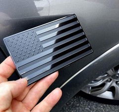 LFPartS USA Embossed Stainless Steel Metal Flag for 5"x3", Black