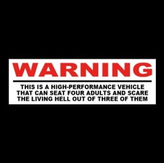 Funny “THIS IS A HIGH-PERFORMANCE VEHICLE” muscle car STICKER hot rod JDM rat