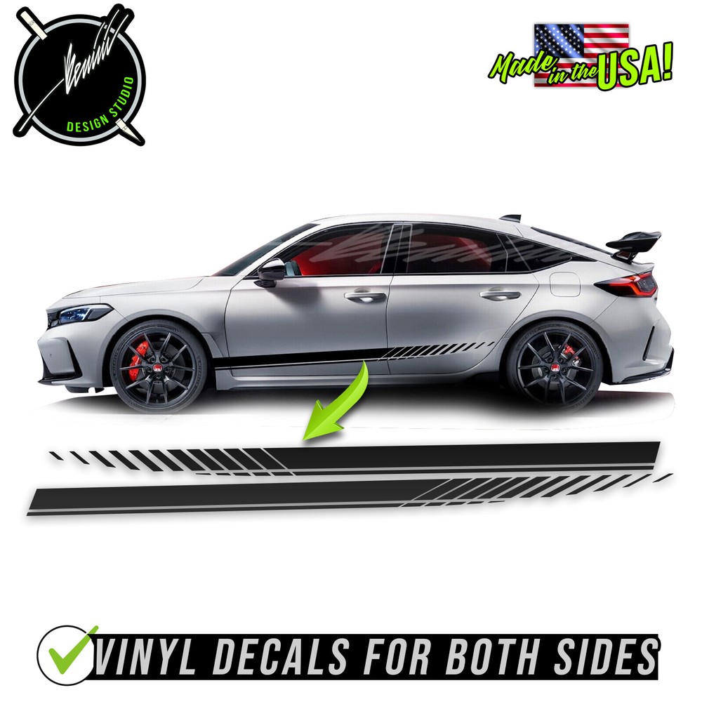 Side Strobe Rocker Racing Stripes Decals 2 Fits 2016 2024 &up Honda Civic