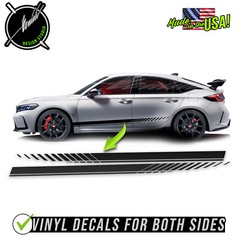 Side Strobe Rocker Racing Stripes Decals 2 Fits 2016 2024 &up Honda Civic