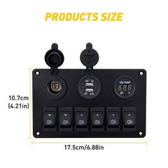 1/2Set 6 Gang Rocker Switch Blue Panel LED Circuit Breaker Waterproof Car Marine