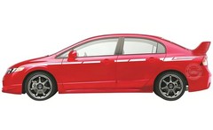 2 PCS Graphics Waist Line Stripe Car Sticker For Honda Civic Side Door Decals