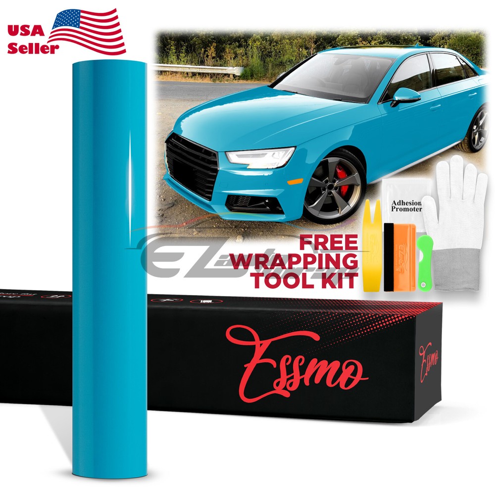 ESSMO PET Super Gloss Miami Blue Car Vehicle Vinyl Wrap Decal Glossy Like Paint