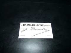 Windshield Sticker “a DAIMLER-BENZ product ” with Gottlieb Daimler’s signature