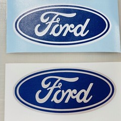 Ford Blue Oval Decal 2 Blues Available, White Or Chrome Background FREE Shipping