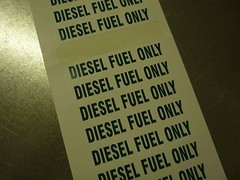 DIESEL FUEL ONLY 4″X 3/4″ Sheet of 17 Screen Printed Removable Vinyl decals