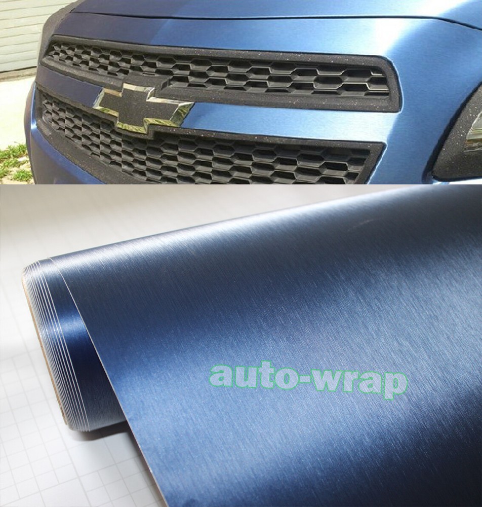 Flexible Blue Matte Car Metal Brushed Texture Aluminum Vinyl Wrap PVC Sticker US