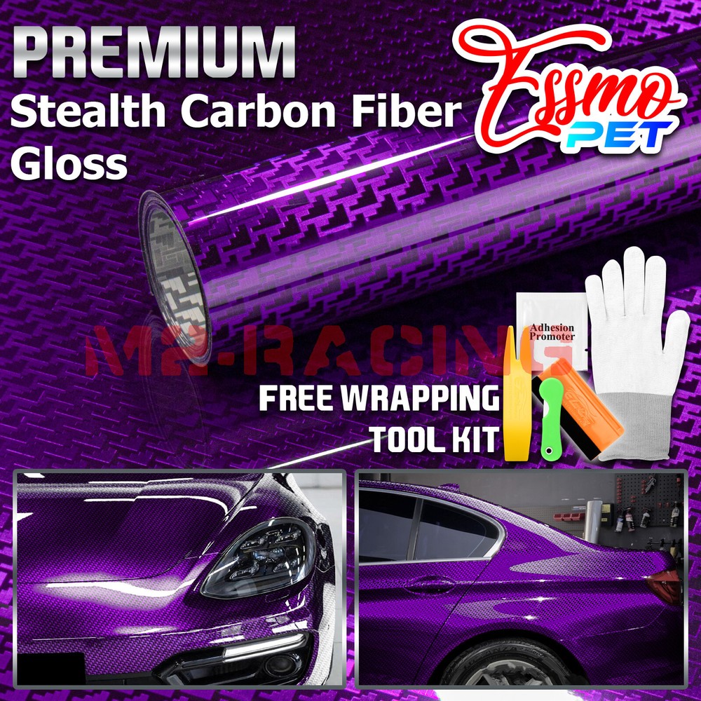 PET Squadron Carbon Fiber Gloss Royal Purple Car Vehicle Vinyl Wrap Decal Sheet