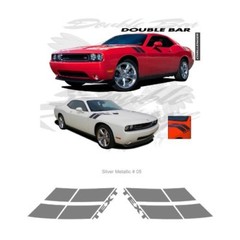 Dodge Challenger RT 2010 up Fender Double Bar Stripe Graphic Kit Metallic Silver