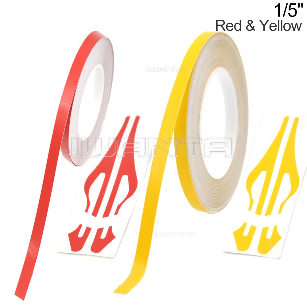 1/5″ 5mm Red & Yellow Pinstriping Pin Stripe DIY Line Vinyl Tape Decal Sticker