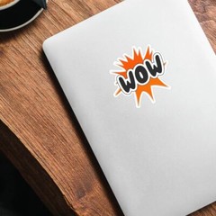 Wow Sticker Decal Fun Funny Pop Art Colorful