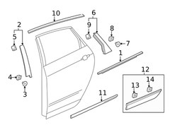 Genuine GM Rear Passenger Side Door Window Frame Front Applique 23363735
