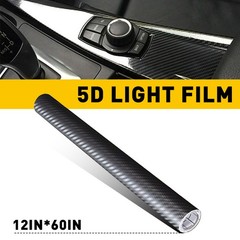 1PCS Car Vinyl Sticker Gloss Carbon Fiber 5D 12″x60″ Bubble Free Wrap Waterproof