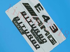Gloss Black Flat ” E43 AMG BITURBO ” Trunk Embl Badge Sticker for Mercedes Benz