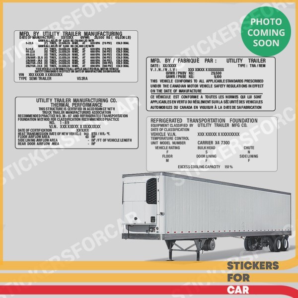 Utility VS2RA Trailer Body Stickers Quality Replica