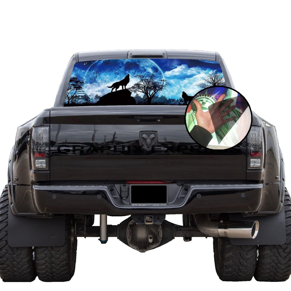 Truck Back Window Graphics Wolf (P560) See Through Rear Decal