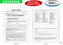 Exterior Buyers Guides – As Is Or Dealer Warranty – With Lines (100 Per Pack)