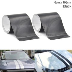 2x 6cm x 198cm DIY Black Racing Stripes Car Hood Vinyl Line Sticker Body Decals