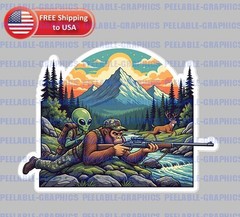 Bigfoot Sasquatch Alien Hunting Hunt UFO Bumper Vinyl Decal Sticker C