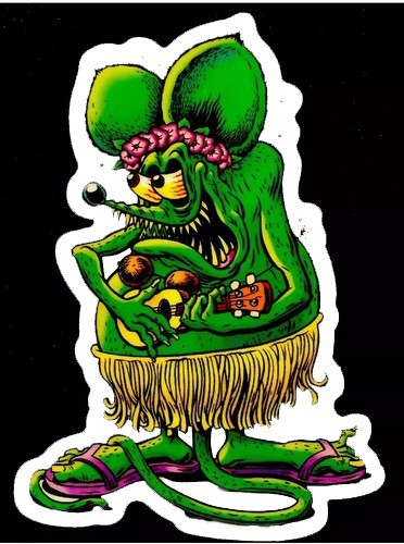 D48 Rat Fink Hot Rod RAT FINK MOTORCYCLE DIE CUT DECAL OR MAGNET VINTAGE