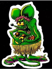 D48 Rat Fink Hot Rod RAT FINK MOTORCYCLE DIE CUT DECAL OR MAGNET VINTAGE