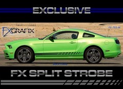 2013 – 2014 Ford Mustang Split Strobe Side Rocker Stripe Top Quality Stripes