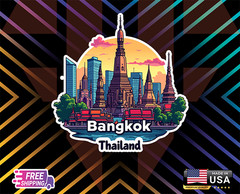 BANGKOK THAILAND USA STICKER DECAL LAMINATED VINYL LAPTOP,WALLGLASS+ FREE GIFT