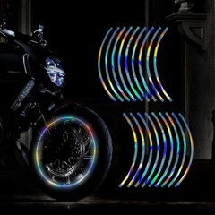 16pcs Reflective Laser Sticker Wheel Hub Rim Stripe Tape Decal Car Accessories