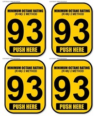 x4 – 93 Octane Gas Pump Button Label Vinyl Sticker Gasoline Petrol Decal 2″x2.5″