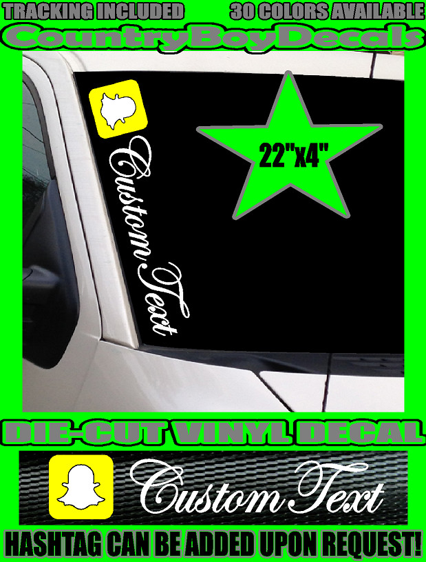 SNAPCHAT 22″ Custom Text VINYL DECAL STICKER Diesel Truck Car Boost Turbo Snap