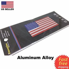 (4 PACK) ALUMINUM US Flag Sticker 3D Emblem Decal Patriotic USA 3.15″x1.75″