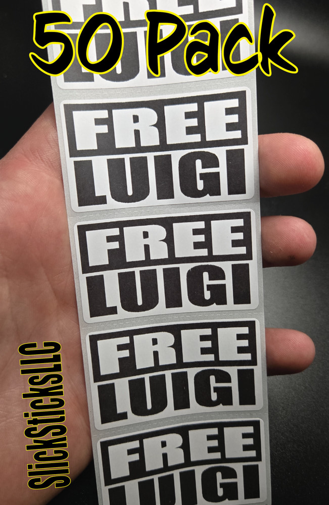 50PCS “FREE LUIGI” stickers bulk pack political movement labels mangione release