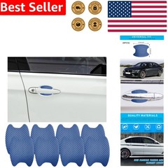 Car Door Handle Protector Film 8pc Blue Carbon Fiber Anti-Scratch Paint Guard…