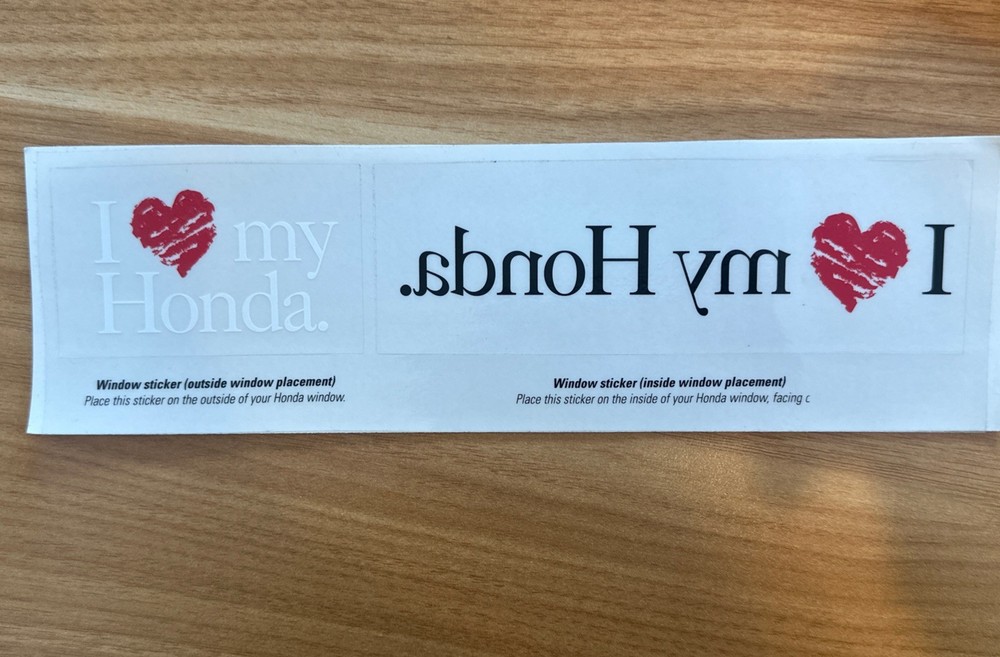 OEM “I Love My Honda” Static Cling Window Sticker Combo Authentic Limited Rare!
