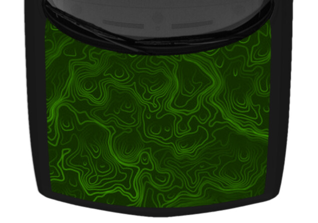 Lime Green Topographic Map Truck Hood Wrap Vinyl Car Graphic Decal 58″ x 65″