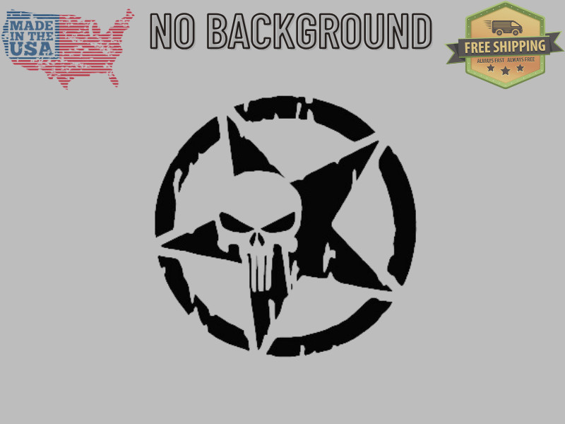 Army Military Star Punisher Skull Distressed Vinyl Decal Sticker truck window